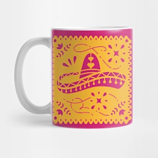 Colorful Papel Picado Banner with Sombrero Mug